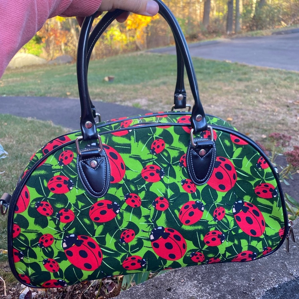Ladybug print small duffle or handbag